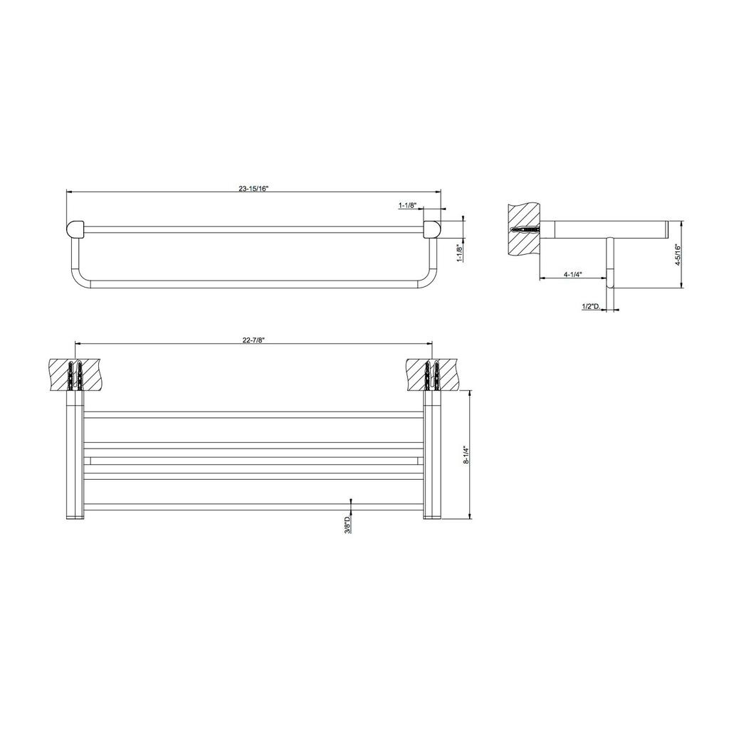 Gessi 59407 Rilievo 24" Shelf With Towel Holder Chrome 2