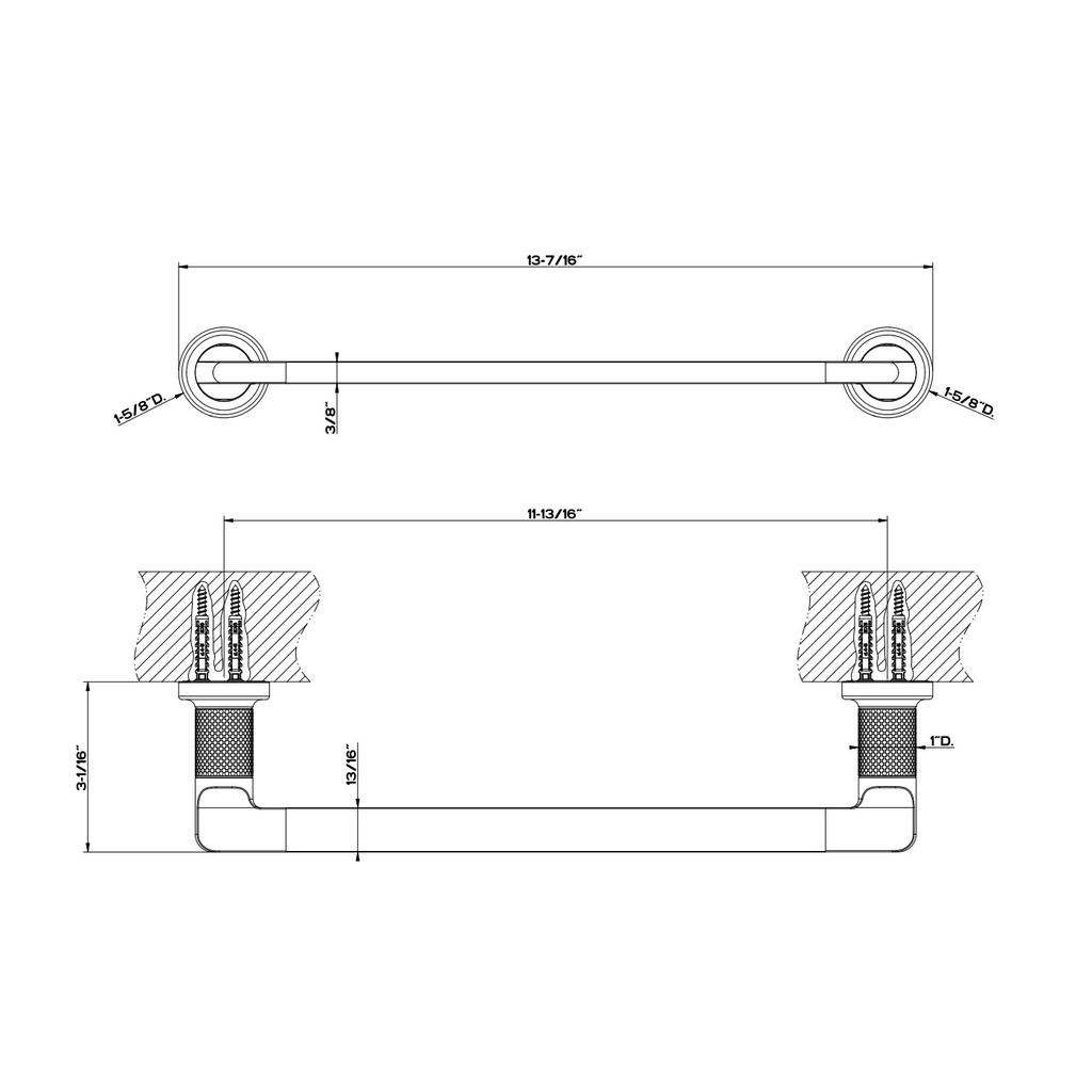 Gessi 58497 Inciso Wall Mounted 12" Towel Bar Chrome 2
