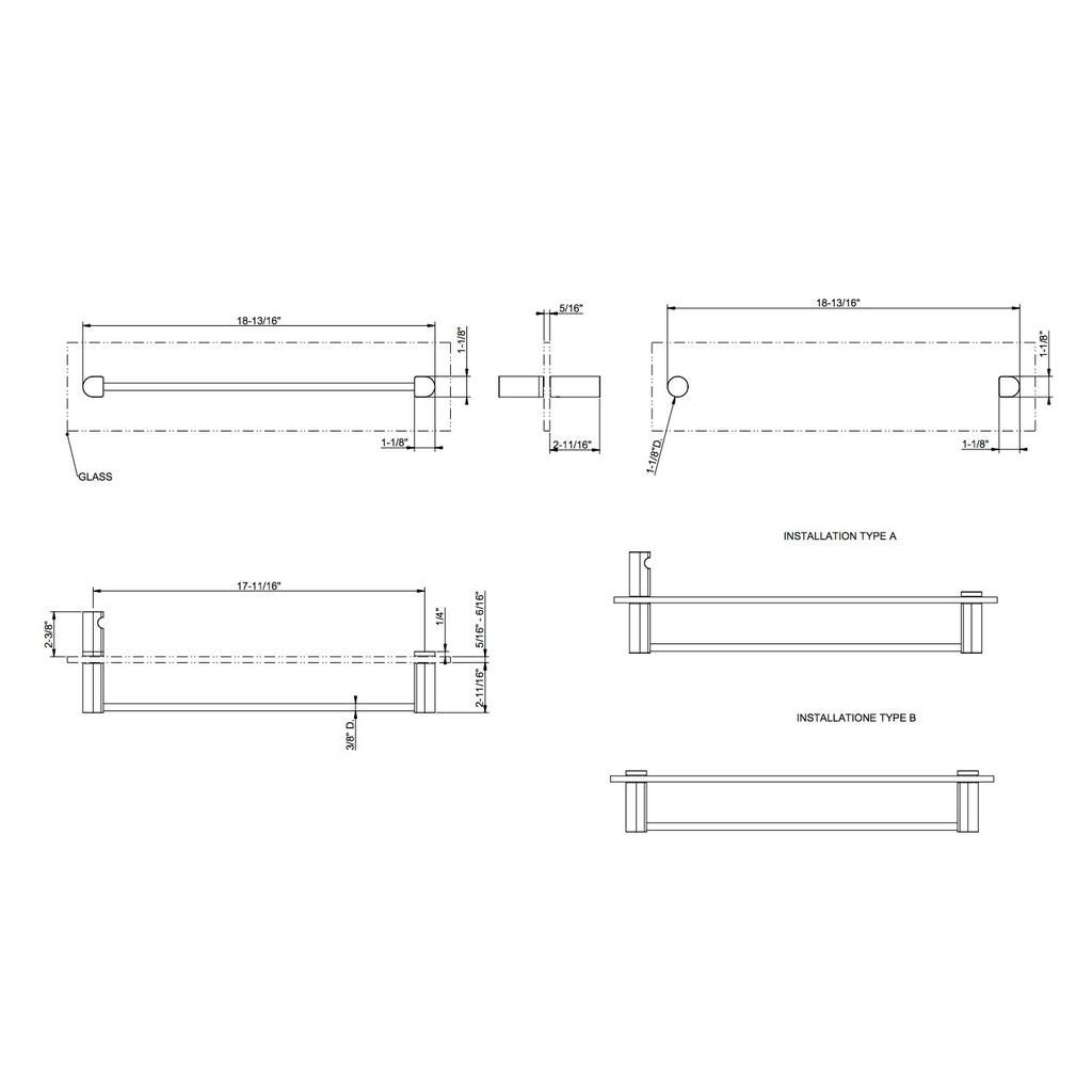 Gessi 59564 Rilievo 18" Towel Rail For Glass Fixing Chrome 2