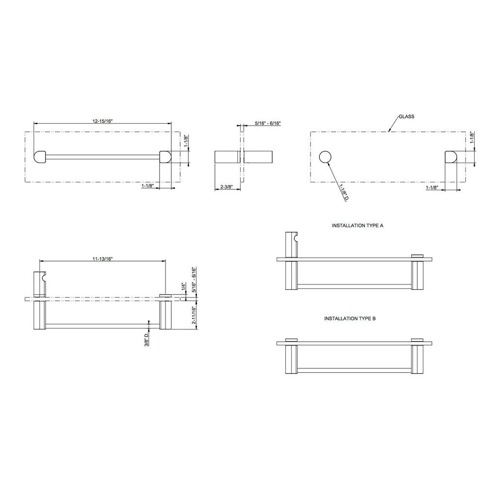 Gessi 59562 Rilievo 12" Towel Rail For Glass Fixing Chrome 2