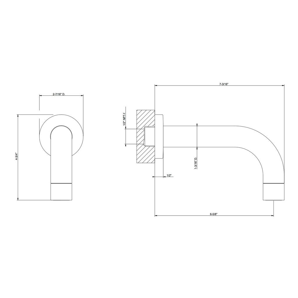 Gessi 38785 Via Tortona Wall Mounted Bath Spout Only Chrome 2
