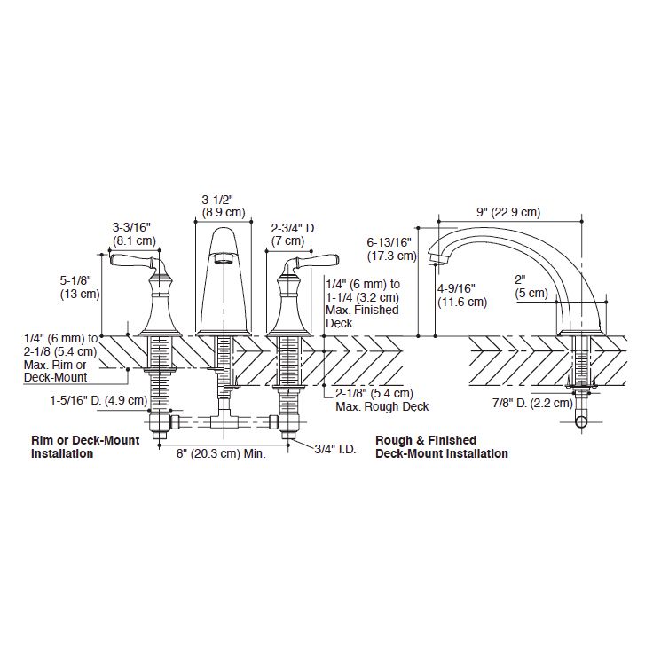 Kohler T398-4-CP Devonshire Deck-/Rim-Mount High-Flow Bath Faucet Trim With 9 Spout And Lever Handles Valve Not Included 2