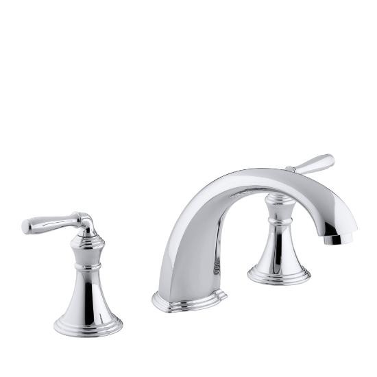 Kohler T398-4-CP Devonshire Deck-/Rim-Mount High-Flow Bath Faucet Trim With 9 Spout And Lever Handles Valve Not Included 3