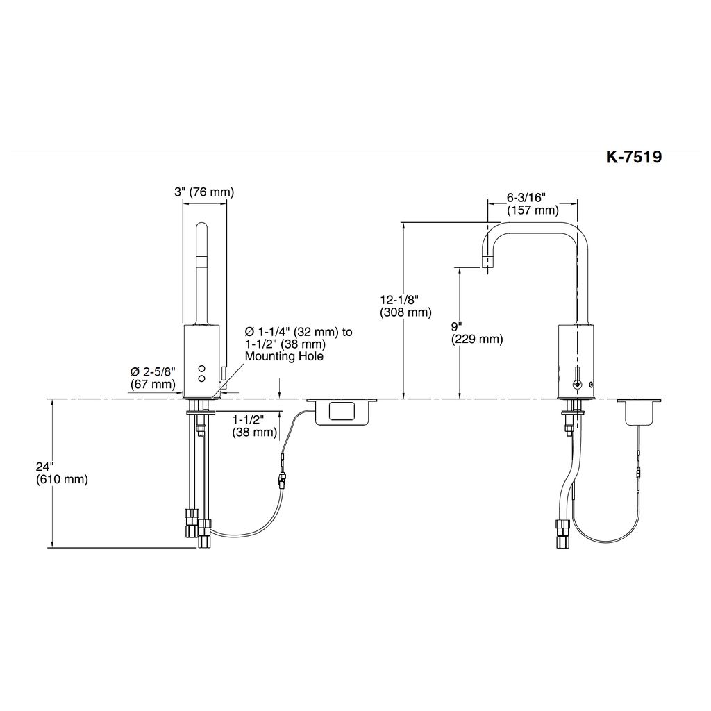 Kohler 7519-CP Hybrid Gooseneck Touchless Deck-Mount Faucet With Mixer 2