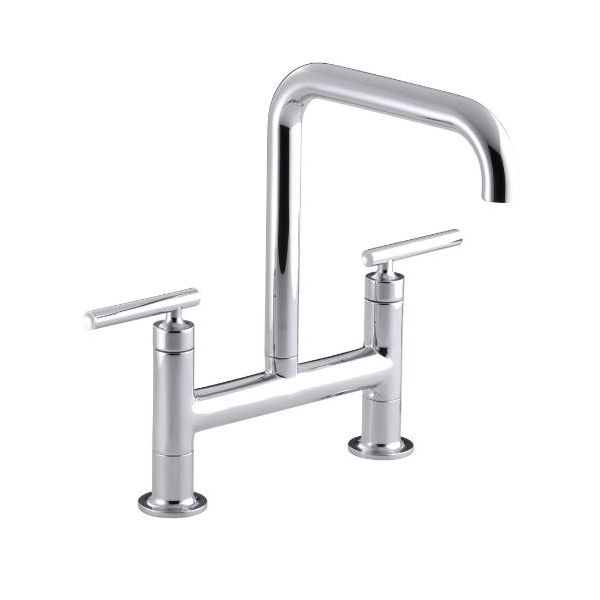 Kohler 7547-4-CP Purist Deck-Mount Bridge Faucet 1