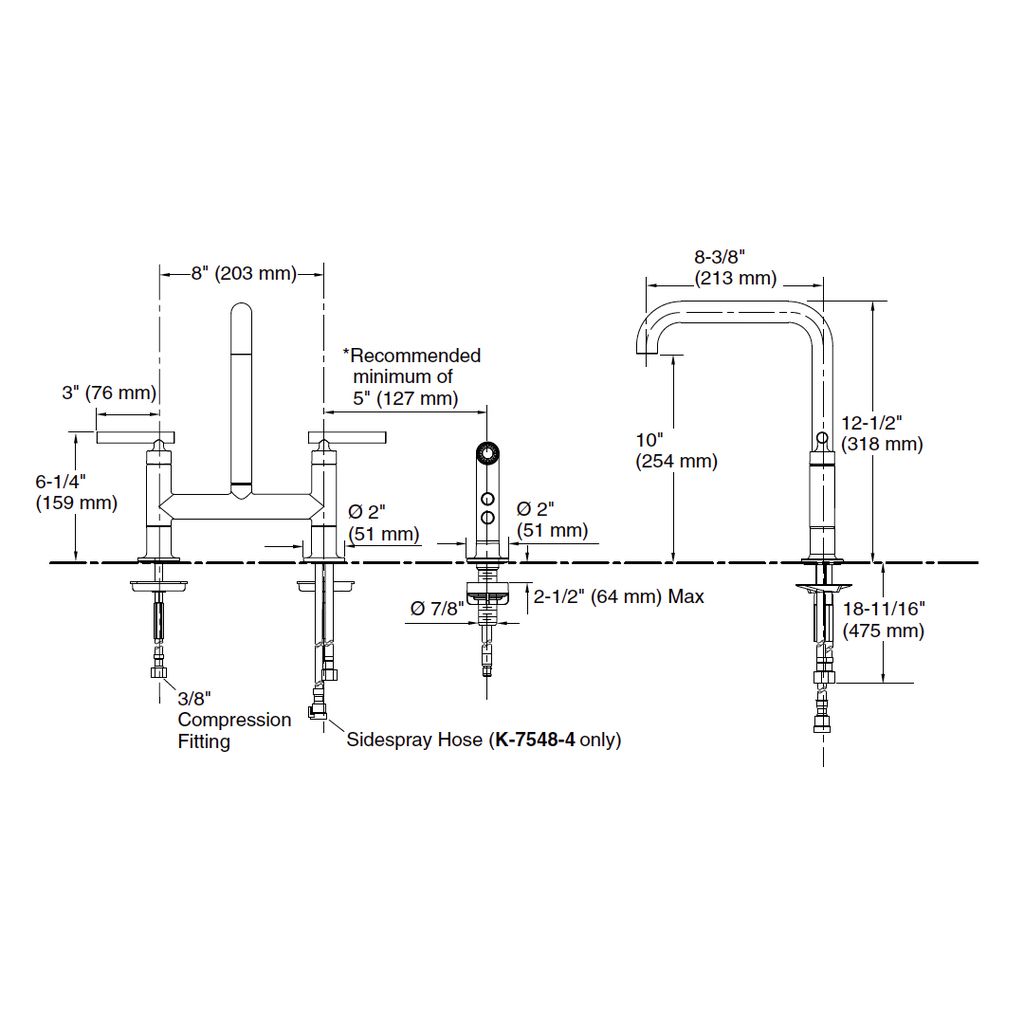 Kohler 7547-4-CP Purist Deck-Mount Bridge Faucet 2
