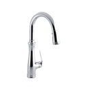 Kohler 560-CP Bellera Single-Hole Or Three-Hole Kitchen Sink Faucet With Pull-Down 16-3/4 Spout And Right-Hand Lever Handle Docknetik Magnetic Docking System And A 3-Function Sprayhead Featuring Sweep Spray 1