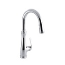 Kohler 560-CP Bellera Single-Hole Or Three-Hole Kitchen Sink Faucet With Pull-Down 16-3/4 Spout And Right-Hand Lever Handle Docknetik Magnetic Docking System And A 3-Function Sprayhead Featuring Sweep Spray 3