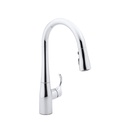 Kohler 597-CP Simplice Single-Hole Or Three-Hole Kitchen Sink Faucet With 15-3/8 Pull-Down Spout Docknetik Magnetic Docking System And A 3-Function Sprayhead Featuring Sweep Spray 3