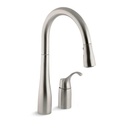 Kohler 647-VS Simplice Two-Hole Kitchen Sink Faucet With 16-1/8 Pull-Down Swing Spout Docknetik Magnetic Docking System And A 3-Function Sprayhead Featuring Sweep Spray 3