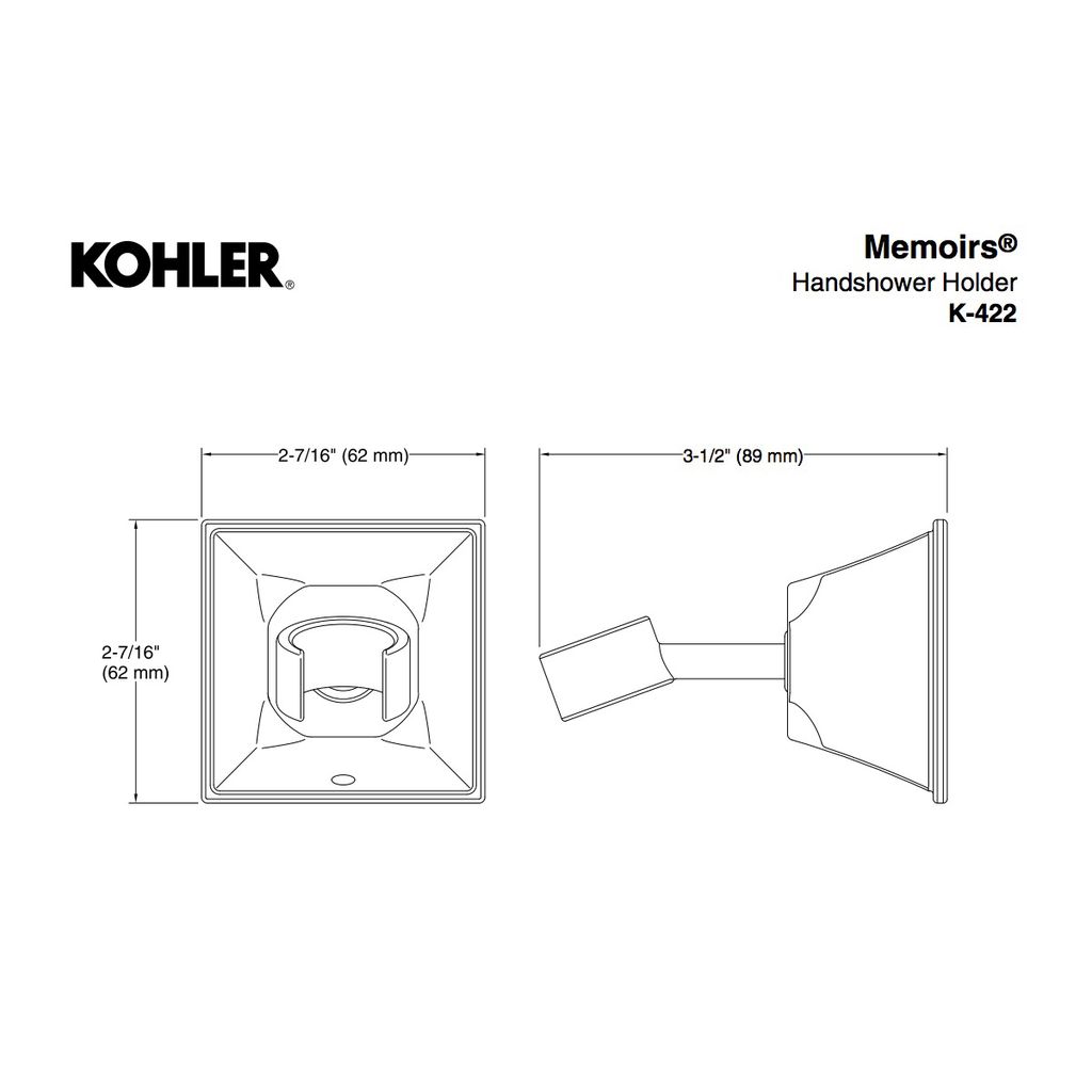 Kohler 422-BN Memoirs Adjustable Wall-Mount Bracket 2