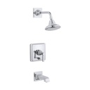 Kohler T13133-4A-CP Pinstripe Pure Rite-Temp Pressure-Balancing Bath And Shower Faucet Trim With Lever Handle Valve Not Included 1