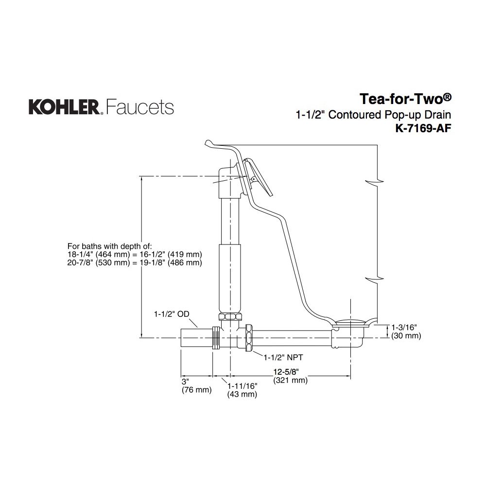 Kohler 7169-AF-2BZ Clearflo 1-1/2 Adjustable Pop-Up Drain 2