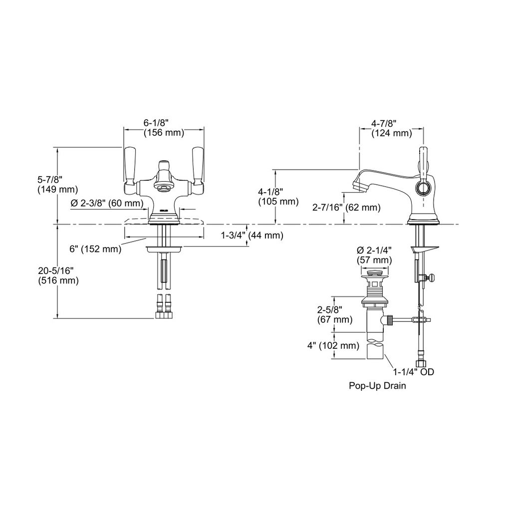 Kohler 10579-4-SN Bancroft Monoblock Lavatory Faucet With Escutcheon And Metal Lever Handles 2