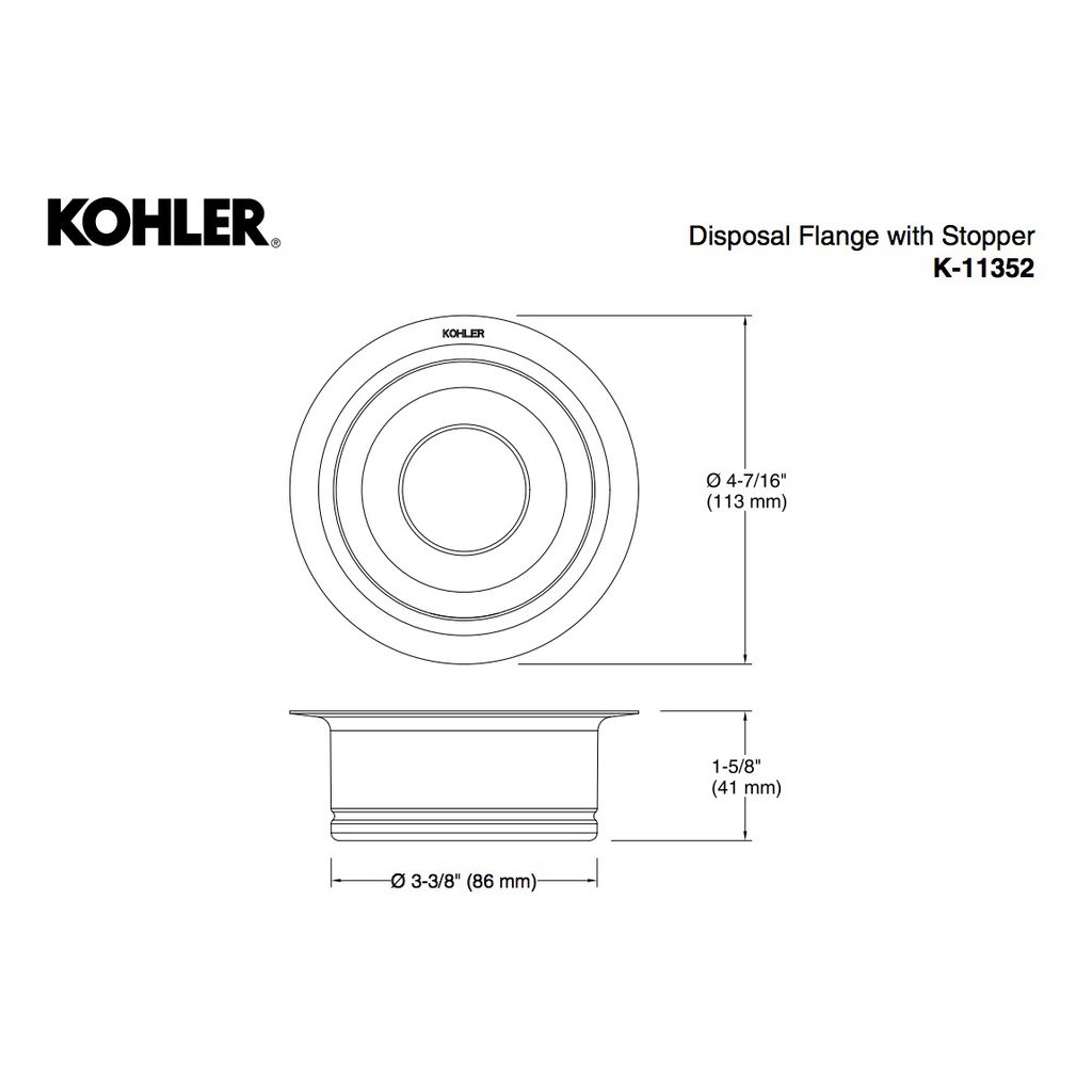 Kohler 11352-2BZ Disposal Flange 2