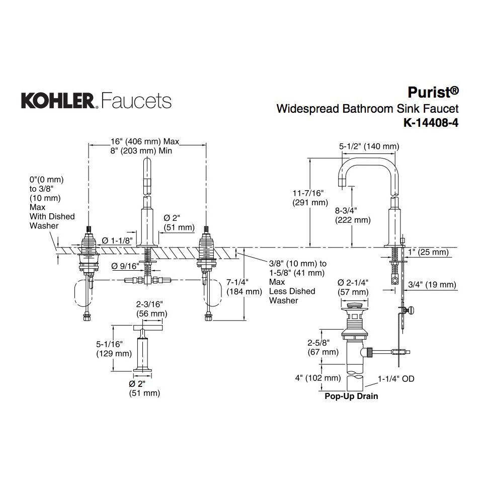Kohler 14408-4-BN Purist Widespread Lavatory Faucet With High Gooseneck Spout And High Lever Handles 2