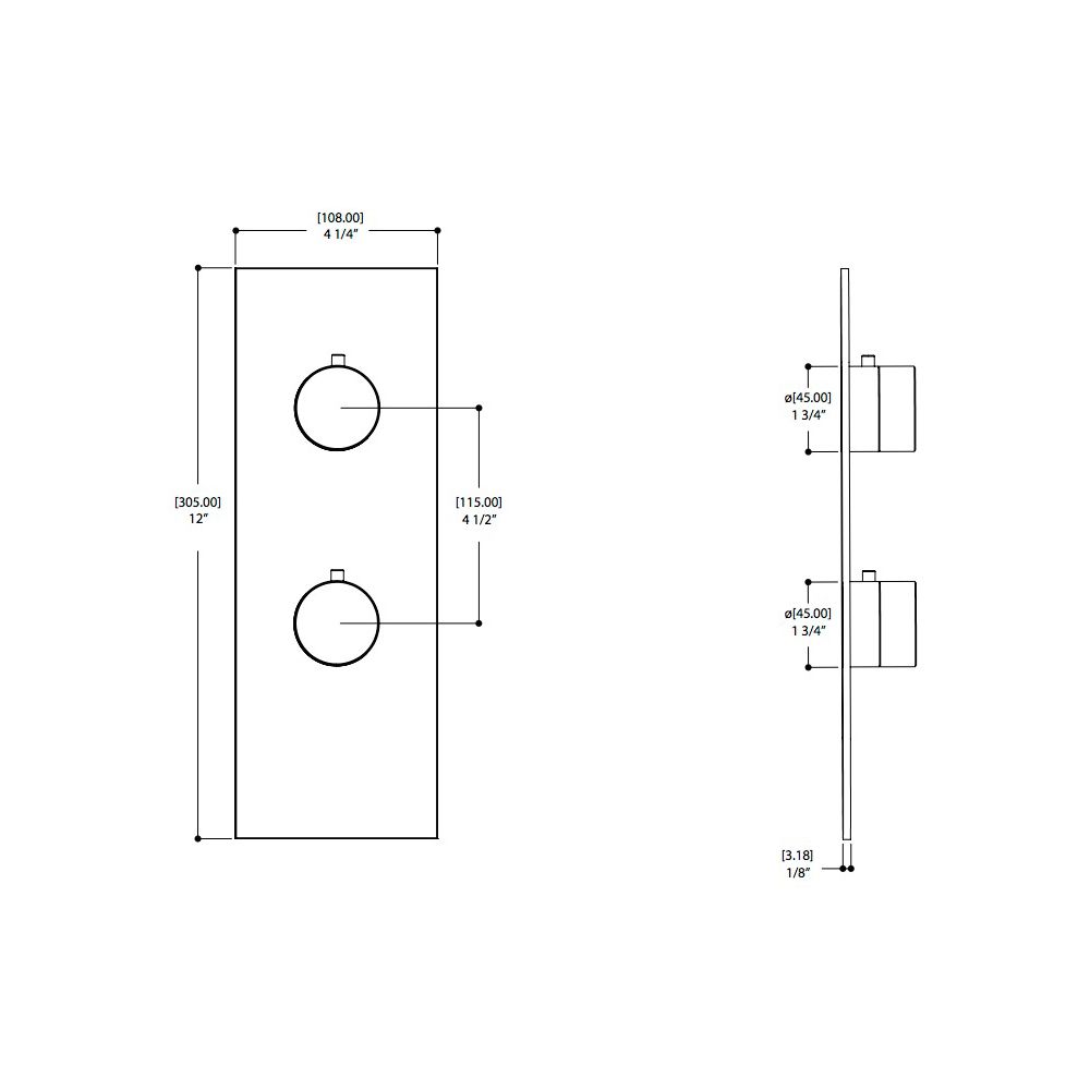 Aquabrass SR8295 Trim Set For 12123 1/2 Thermostatic Valve 2 Way Shared Functions Brushed Nickel 2