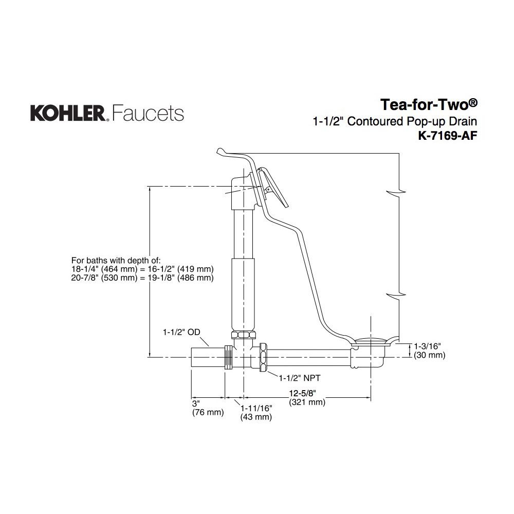 Kohler 7169-AF-TT Clearflo 1-1/2 Adjustable Pop-Up Drain 2