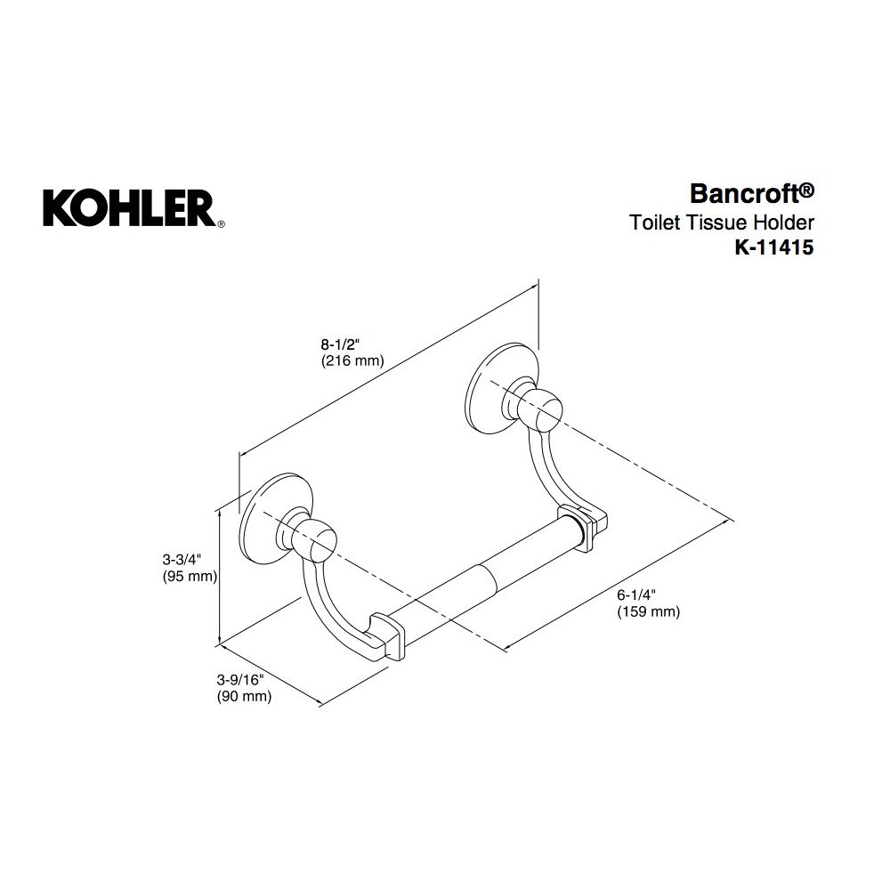 Kohler 11415-2BZ Bancroft Toilet Tissue Holder 2