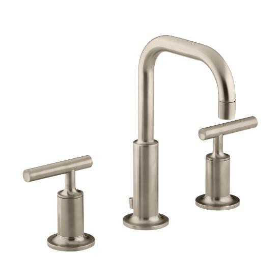 Kohler 14406-4-BV Purist Widespread Lavatory Faucet With Low Gooseneck Spout And Low Lever Handles 1