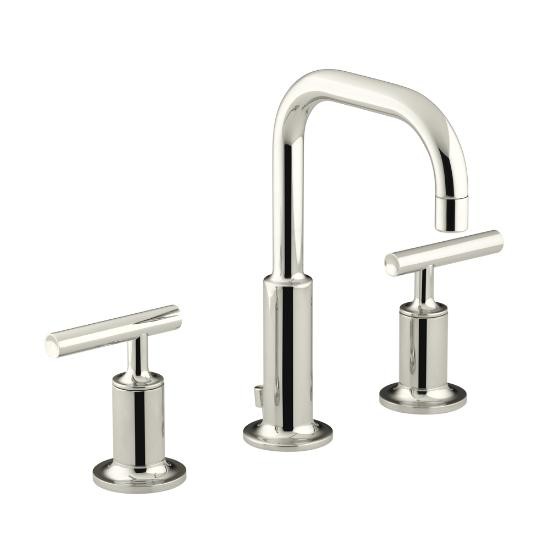 Kohler 14406-4-SN Purist Widespread Lavatory Faucet With Low Gooseneck Spout And Low Lever Handles 1