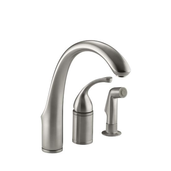 Kohler 10430-VS Forte Single-Control Remote Valve Kitchen Sink Faucet With Sidespray And Lever Handle 1
