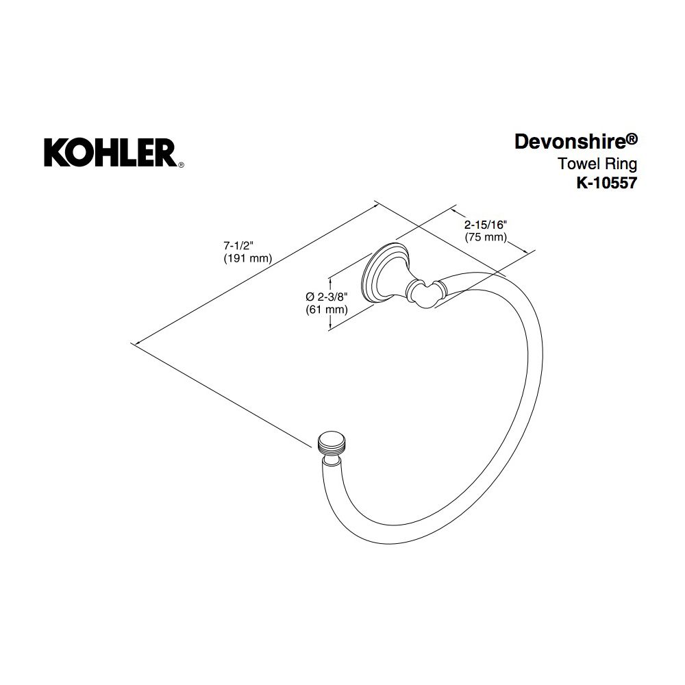 Kohler 10557-PB Devonshire Towel Ring 2