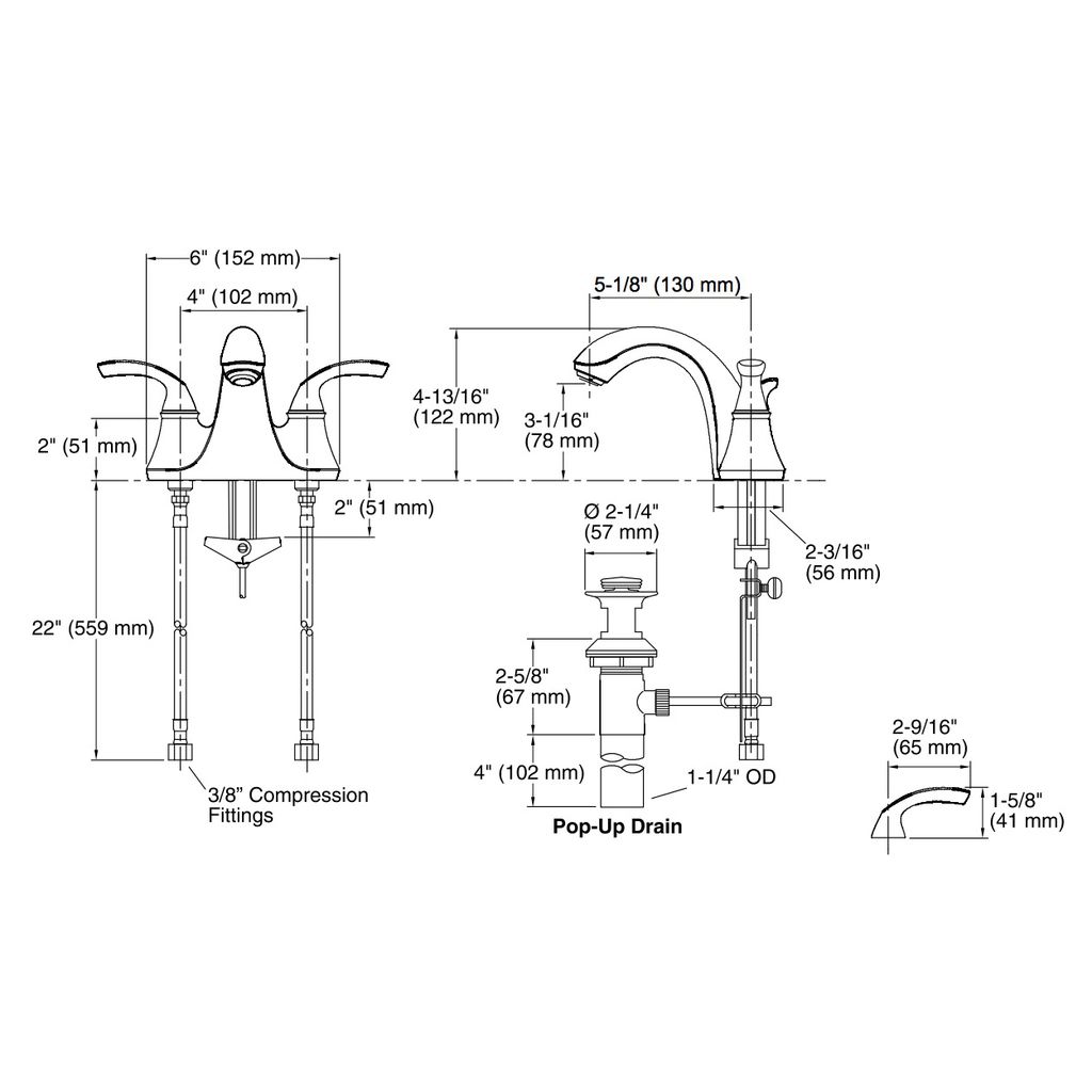 Kohler 10270-4-BN Forte Centerset Lavatory Faucet With Sculpted Lever Handles 2
