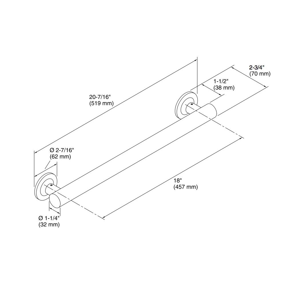 Kohler 11892-BS Purist 18 Grab Bar 2