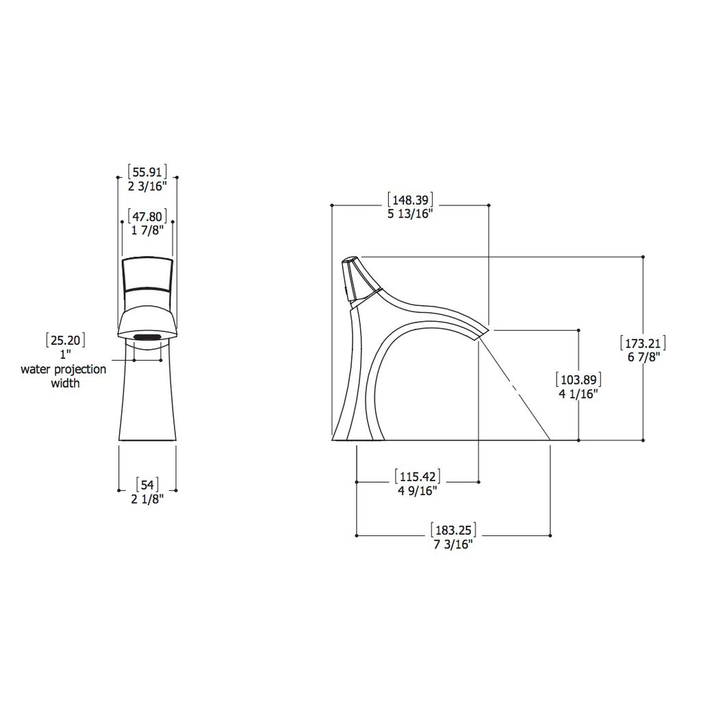 Aquabrass 98014 Stiletto Single Hole Lavatory Faucet Polished Chrome 2