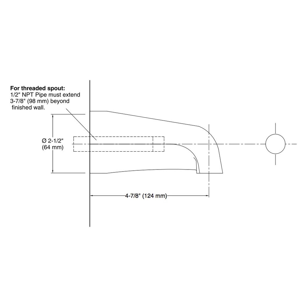 Kohler 15135-BN Coralais 4-7/8 Non-Diverter Bath Spout With Npt Connection 2