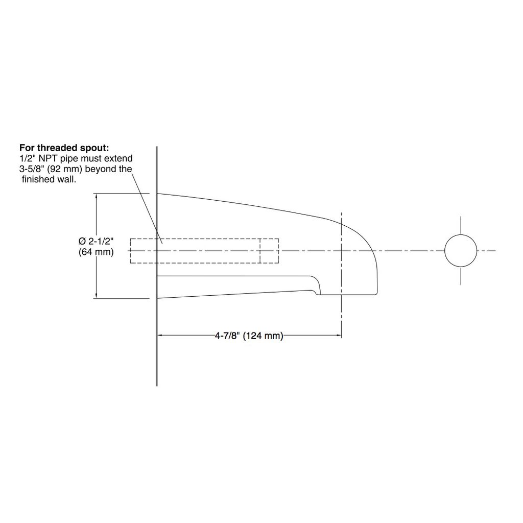 Kohler 373-CP Devonshire 4-7/16 Non-Diverter Bath Spout With Npt Connection 3