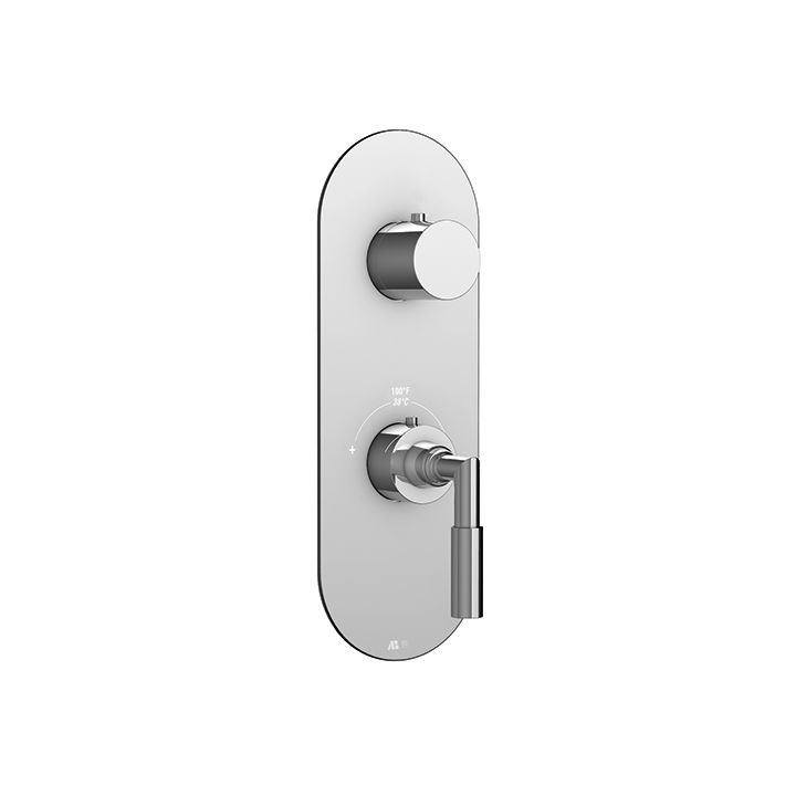 Aquabrass R8275 Geo Round Trim Set For Thermostatic Valve 12123 2 Way Shared Functions Polished Chrome 1