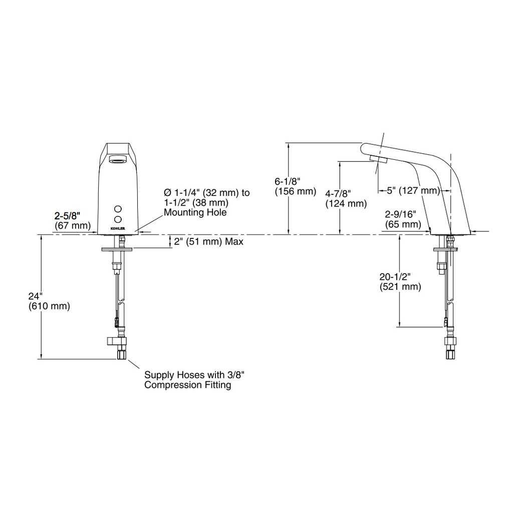 Kohler 13463-CP Sculpted Touchless Ac-Powered Deck-Mount Faucet 2