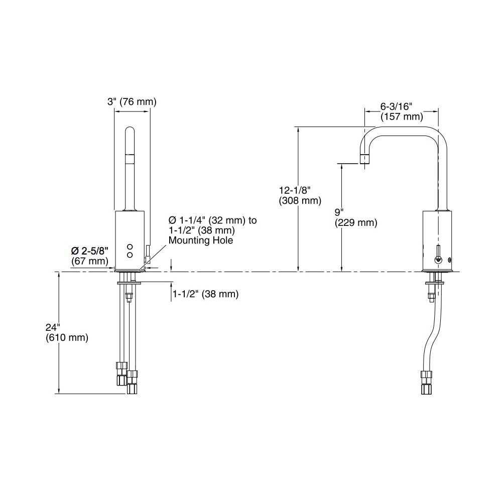Kohler 13472-CP Gooseneck Touchless Deck-Mount Faucet With Temperature Mixer 2