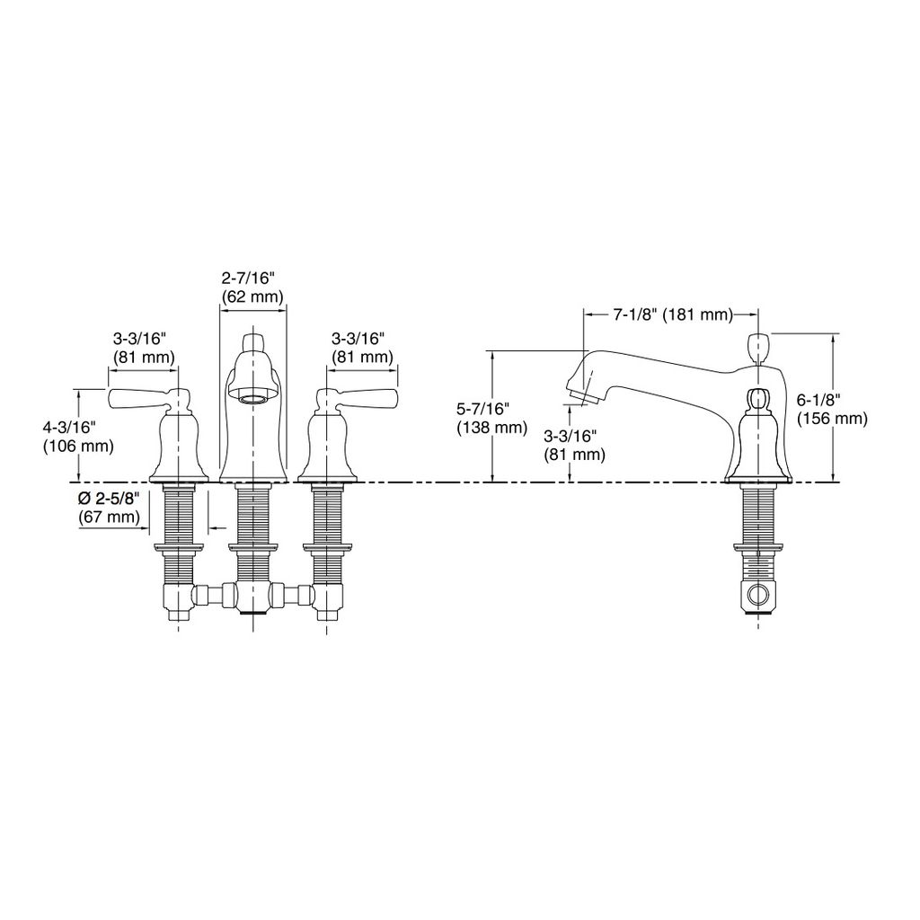Kohler T10592-4-SN Bancroft Deck-Mount Bath Faucet Trim With Metal Lever Handles Valve Not Included 2