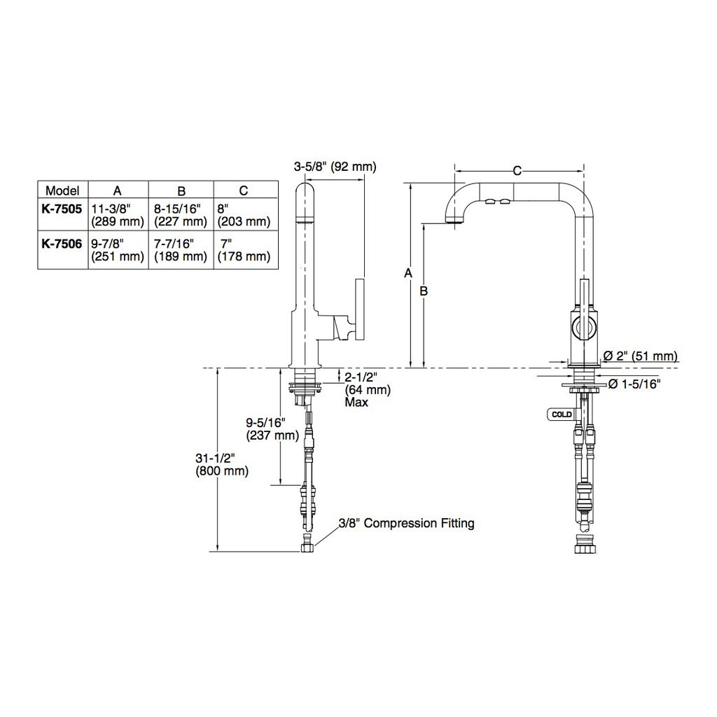 Kohler 7506-VS Purist Secondary Pullout 2