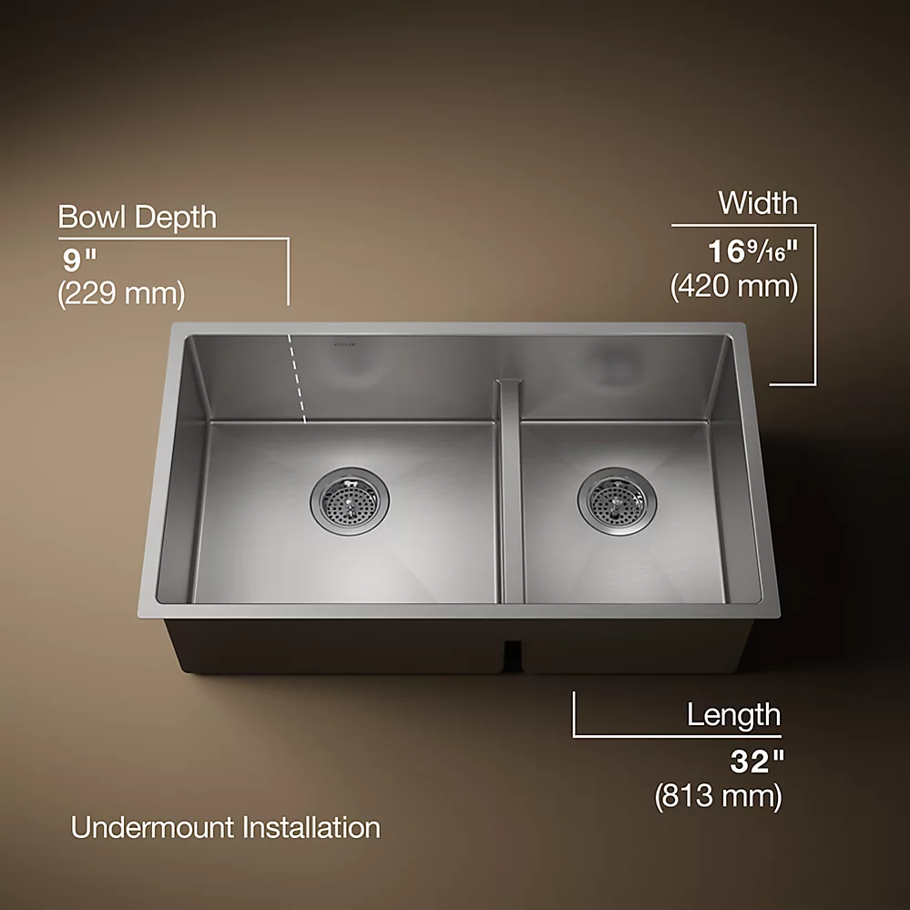 Kohler 5284-NA Strive 32 x 18 Smart Divide Undermount Double Kitchen Sink 1