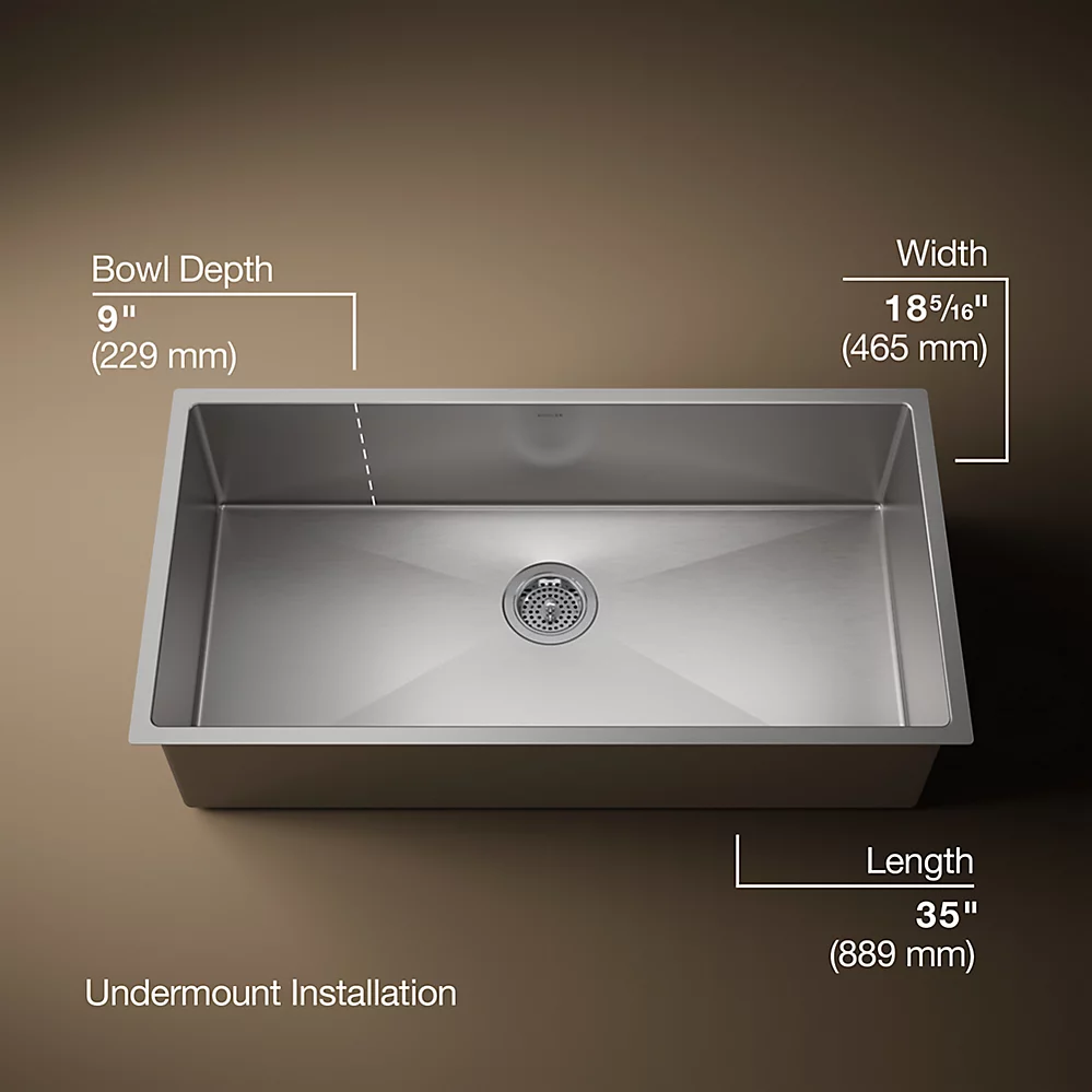 Kohler 5283-NA Strive 35 x 18 Undermount Large Single Bowl Kitchen Sink 1