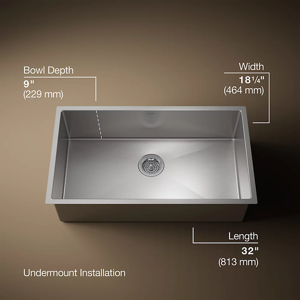 Kohler 5285-NA Strive 32 x 18 Undermount Single Bowl Kitchen Sink 1