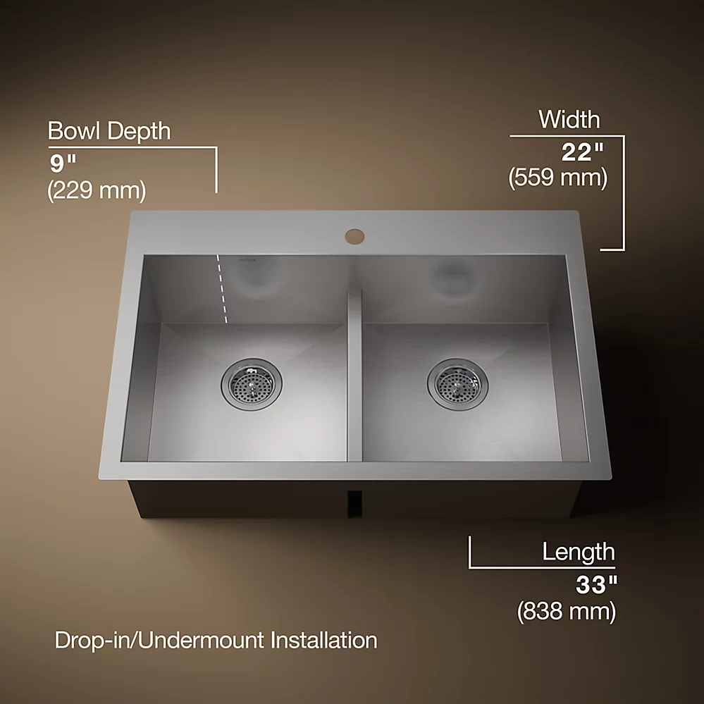 Kohler 3838-1-NA Vault 33 x 22 Undermount Double Kitchen Sink 1
