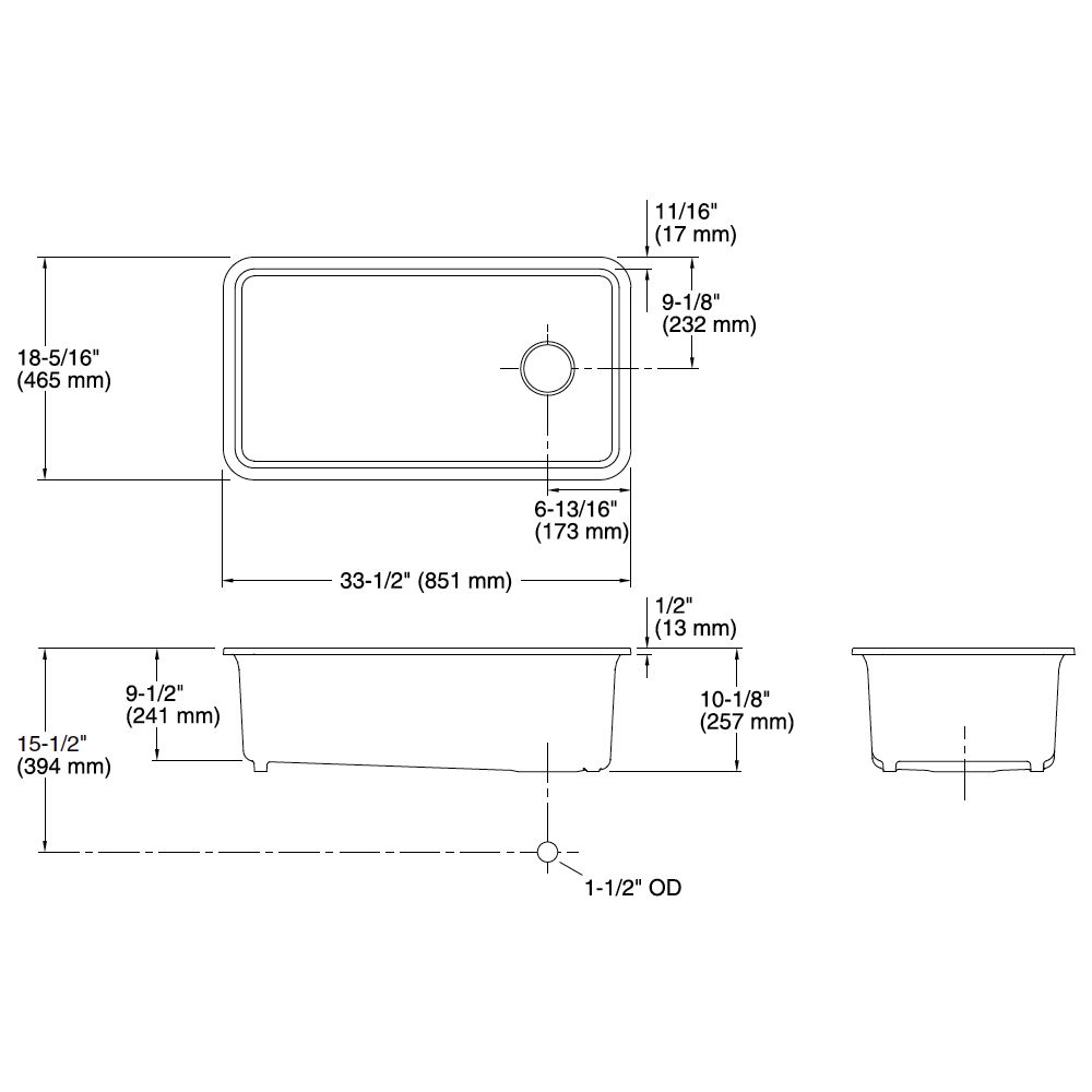 Kohler 8206-CM1 Cairn 33-1/2 X 18-5/16 X 9-1/2 Neoroc Under-Mount Single-Bowl Kitchen Sink With Sink Rack 2