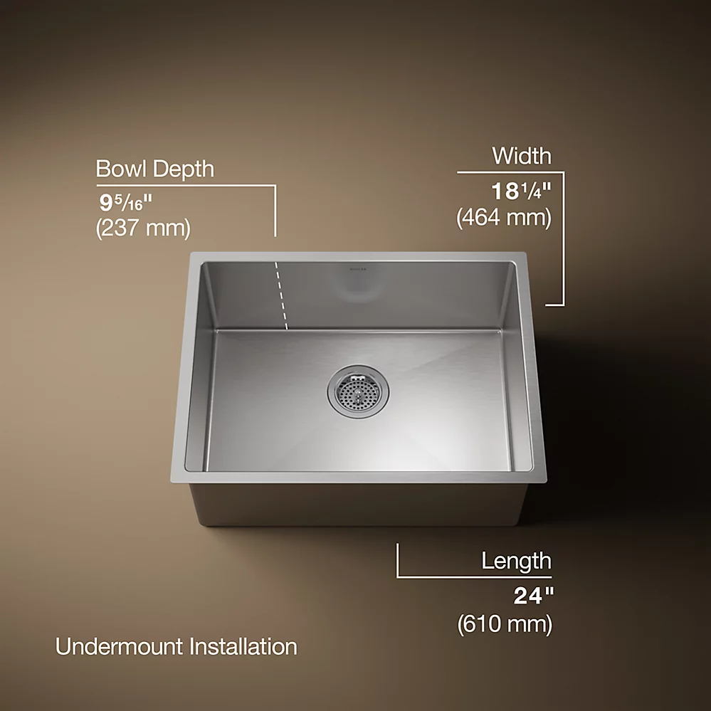 Kohler 5286-NA Strive 24 x 18 Undermount Single Kitchen Sink 1