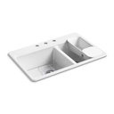 Kohler 8669-3A2-0 Riverby 33 X 22 X 9-5/8 Top-Mount Large/Medium Double-Bowl Kitchen Sink With Accessories And 3 Faucet Holes 2