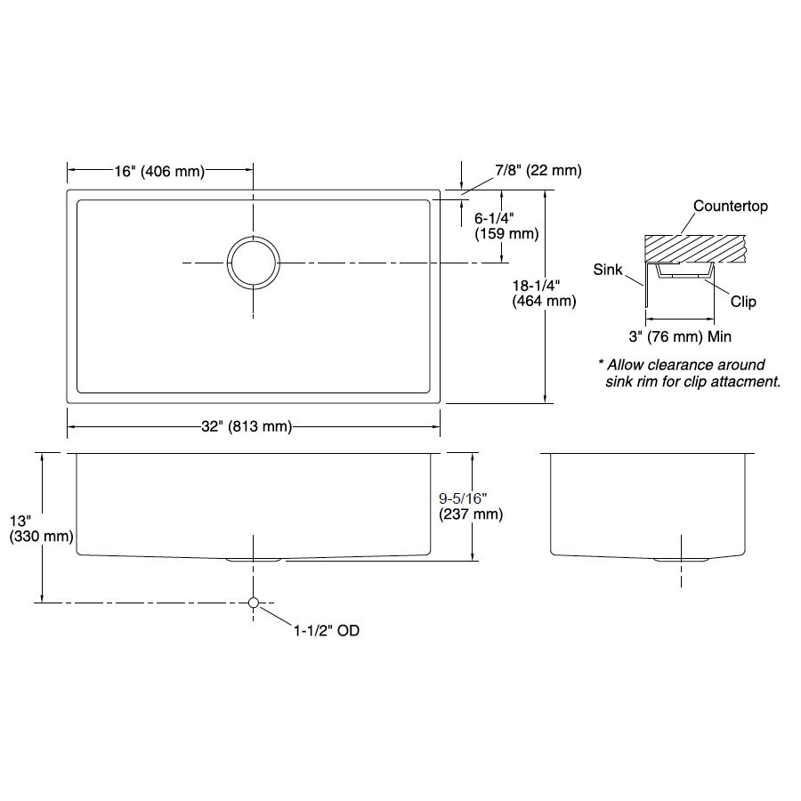 Kohler 5285-NA Strive 32 x 18 Undermount Single Bowl Kitchen Sink 2
