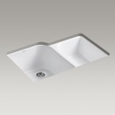 Kohler 5931-4U-0 Executive Chef 33 X 22 X 10-5/8 Under-Mount Large/Medium High/Low Double-Bowl Kitchen Sink With 4 Oversize Faucet Holes 1