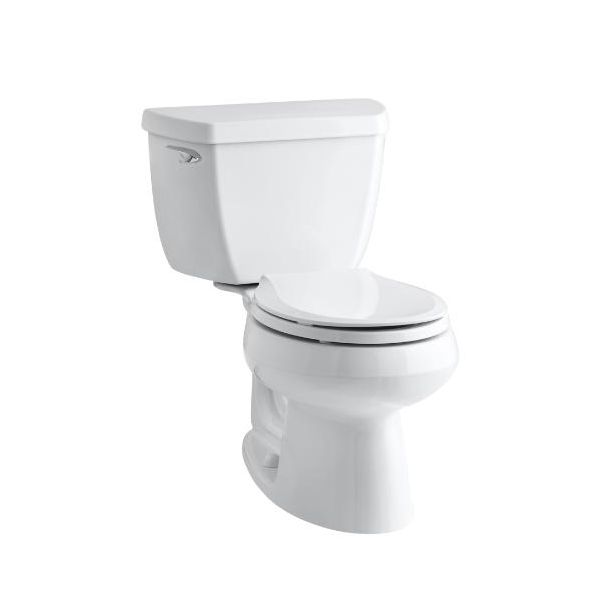 Kohler 3577-0 Wellworth Classic Two-Piece Round-Front 1.28 Gpf Toilet With Class Five Flush Technology And Left-Hand Trip Lever 1