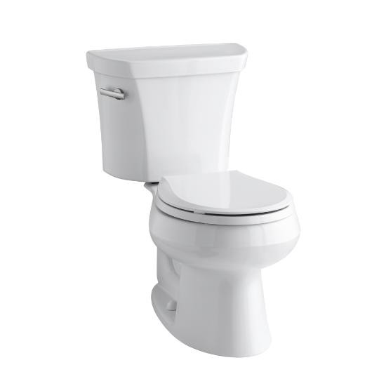 Kohler 3997-0 Wellworth Two-Piece Round-Front 1.28 Gpf Toilet With Class Five Flush Technology And Left-Hand Trip Lever 3