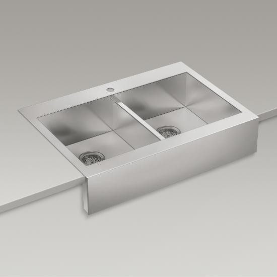 Kohler 3944-1-NA Vault 35 x 24 Topmount Double Kitchen Sink Apron 1