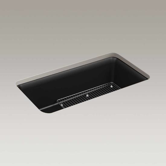 Kohler 8206-CM1 Cairn 33-1/2 X 18-5/16 X 9-1/2 Neoroc Under-Mount Single-Bowl Kitchen Sink With Sink Rack 1